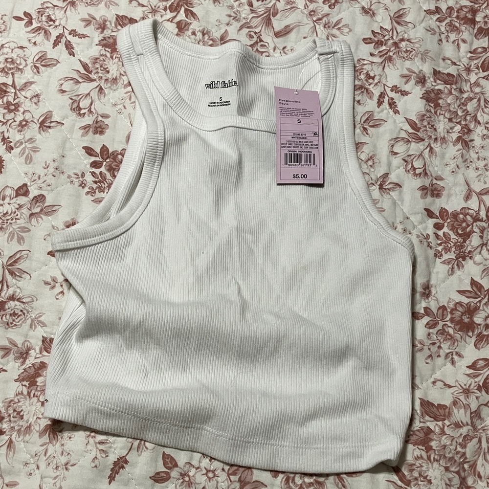 Wild Fable White Ribbed Tank Top